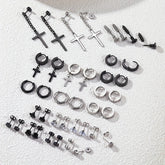 Black & Silver Earring Set (40 Piece)